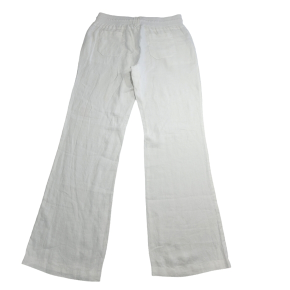Forever 21 Women's Comfy High Waist Wide Leg Linen Pants with Pockets White Sz L - Picture 2 of 13